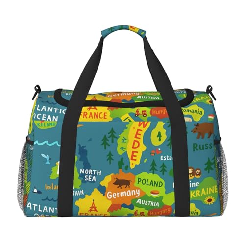 Europe Map Foldable Carry-On Tote Bag for Travel