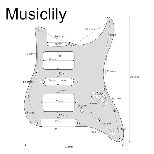 Musiclily Pro 11 Hole HSH Guitar Strat Pickguard for Fender American/Mexican Standard Stratocaster Modern Style, 4Ply Black Pearl - Image 2