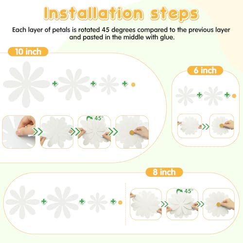 Image of MotiMind 18 Pcs Paper Flowers Bulletin Board Decorations DIY 3D Paper Floral for Wall Classroom Back to School Birthday Party Flower Backdrop Decoration Photo Backdrop(White Color,6 inch 8 inch 10 inch)