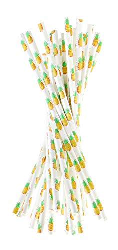 Emartbuy Pack of 200 pcs Paper Straws Disposable Paper Drinking Straws - Pineapples