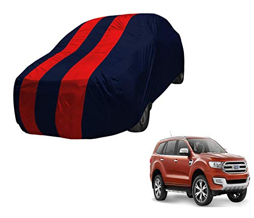 Image of Auto Hub Car Cover Compatible with Ford Endeavour (Model : 2019-Till Date) with Mirror Pocket,Triple Stitched, Weather Proof, Endeavour Car Cover- Navy-Red
