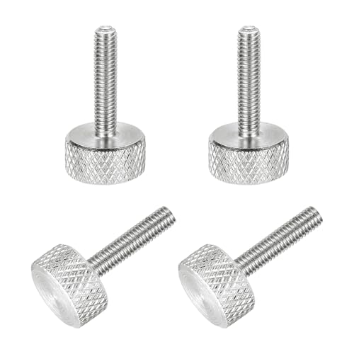 MECCANIXITY 4 Pcs M3x14mm Flat Head Knurled Thumb Screws, 304 Stainless Steel Fully Threaded Thumbscrew Bolts Fasteners for PC Computer Cases Graphics Card, Silver