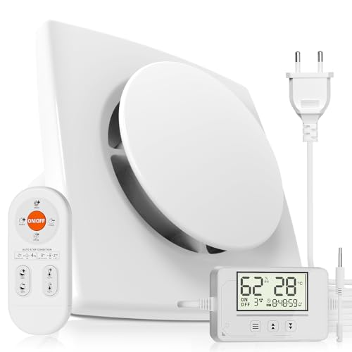 BUMSOU Badlüfter mit Feuchtigkeitssensor Temperatursensor Timer - 3 Stufen Bad Lüfter 100mm mit Fernbedienung, Echtzeit Display, Leistungsstark Leise Abluftventilator for Badezimmer WC keller QU119 BUMSOU Badlüfter mit Feuchtigkeitssensor Temperatursensor Timer - 3 Stufen Bad Lüfter 100mm mit Fernbedienung, Echtzeit Display, Leistungsstark Leise Abluftventilator for Badezimmer WC keller QU119