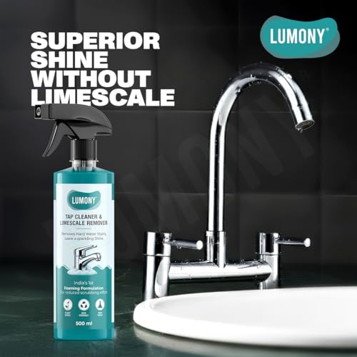 Image of LUMONY | Combo | Tap Cleaner-Limescale Remover | Kitchen Cleaner Reduced Scrubbing | Suitable for Suitable for Chimneys, Counter Tops, Stoves Cleaner & Taps, Shower, Faucets, Descaler, Tiles, Mirrors