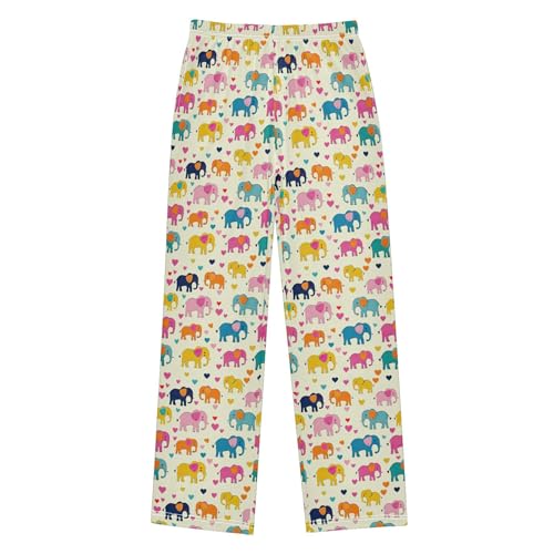 Cute Elephant Long Pajama Pants Elastic Waist PJ Bottoms with Pockets S A1134772