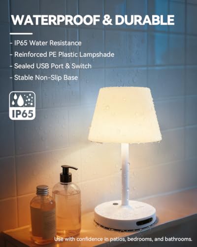 Image of SAIWEYA Outdoor Waterproof Shower Lamp, 5200mAh Rechargeable Bathroom Lamp