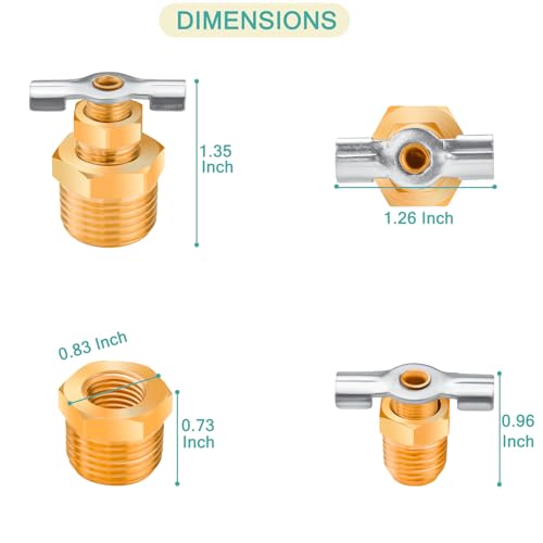 Image of 1 /2'' RV Water Heater Replacement Drain Valve,Upgraded Durable Brass Drain Plug for Replace RV Camper Trailer faulty Plastic Plug without leaking (2-Pack Valve)