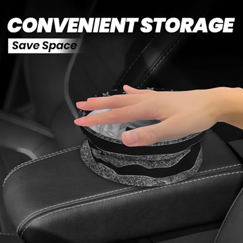 Image of Small Car Trash Can, Black American Flag Design Hanging Foldable Car Trash Bag, Waterproof Leakproof Garbage Bin, Car Interior Organizer Accessories