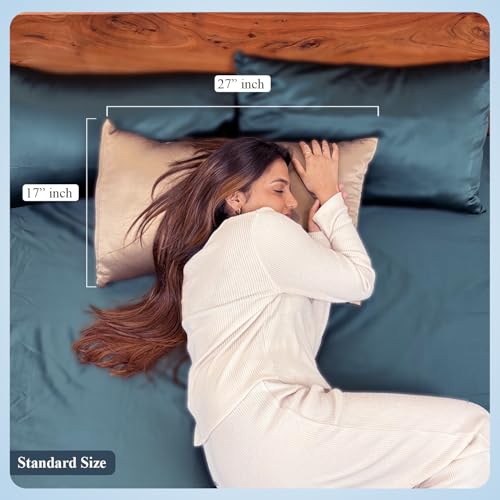 Image of SEEVO 400 TC Luxurious Satin Silk Pillow Covers /Pillowcases with Envelope Closure, Soft Comfortable Protects Hair and Skin - 17 inch x 27 inch - Set of 2 (Maroon)