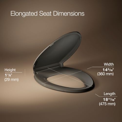 Image of KOHLER CACHET Nightlight Soft Close Toilet Seat Elongated, ReadyLatch, Grip-Tight Hardware, Cashmere