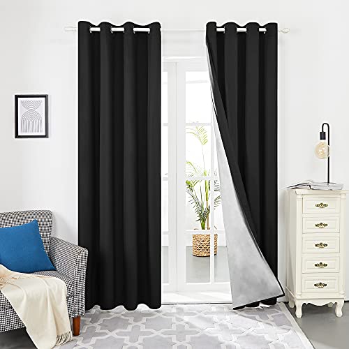 Deconovo Verduisteringsgordijn met Ogen Oxford Thermische Gordijnen Kant en Klaar voor Woonkamer Slaapkamer 2 Stuks… - Afbeelding 3