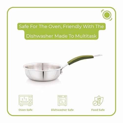 Image of The Chef Story Haptik Triply Stainless Steel Mini Frypan| 12cm-0.4L |SS304 | TUV Rheinland & BIS Certified| Gas & Induction Compatible| 5-Year Warranty | Perfect for Baby Meals & Small Portions