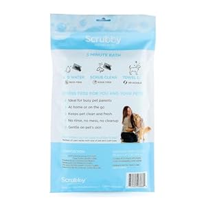 No Rinse Pet Wipes, Rinse Free Shampoo Mittens for Dogs and Cats, Bath Wipes for Bathing and Washing Pets, Hypoallergenic No Rinse Wash Mitt for Grooming, Lather Wipe Dry – 5 Pack