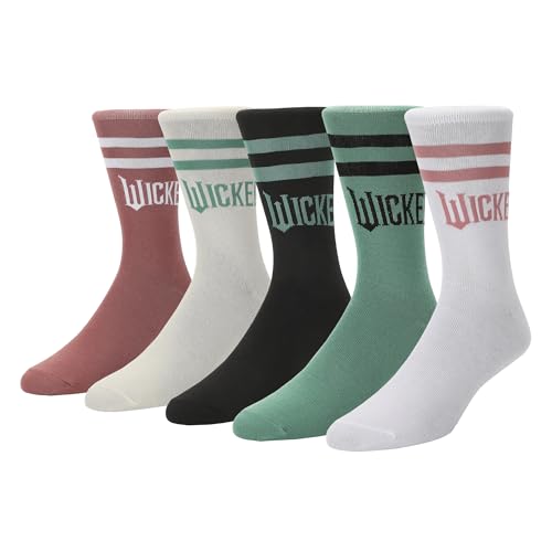 Bioworld Wicked Part 2 Text Logo Womens 5-Pair Pack Casual Crew Socks