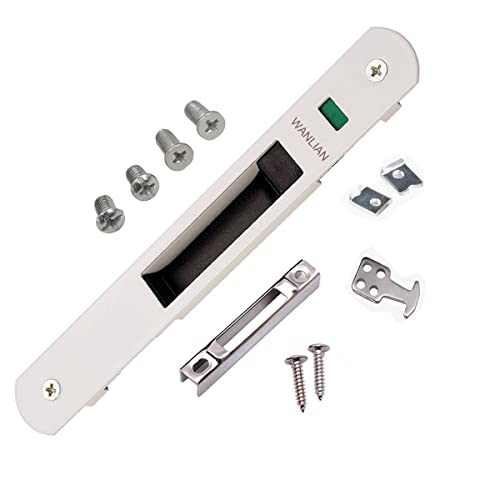 WANLIAN Serrure de Porte Coulissante,Verrou de Porte Coulissante,Fermeture Latérale Charcuterie Serrure Crochet,Pour Portes, Porte en Verre,Porte Mobile-Blanc