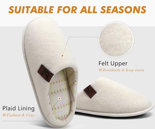 COFACE Men's & Women's Cozy Memory Foam Slippers Casual Indoor/Outdoor Felt Shoes Size 4-15