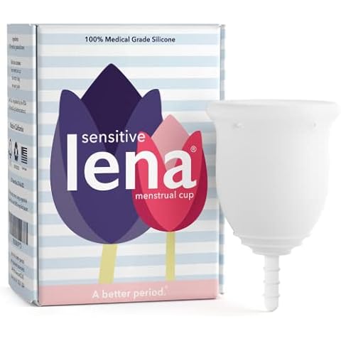 Lena Sensitive Menstrual Cup - Large - Clear - Heavy Flow - Soft Patented Design - Made in USA - Comfortable Menstruation Cup - Reusable & Natural Cover