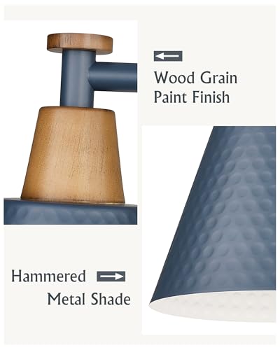 Image of FEMILA Bathroom Vanity Light, 3-Light Modern Bathroom Light Fixture with Hammered Metal Shade Finish, Dark Blue Wall Sconce Lamp Lighting for Bedroom, 4FG59B-3W Blue