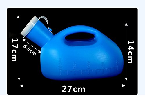 Dasiter Botella de orina masculina de 2000 ml con tapa, contenedor colector de orina, botella de orina móvil para incontinencia