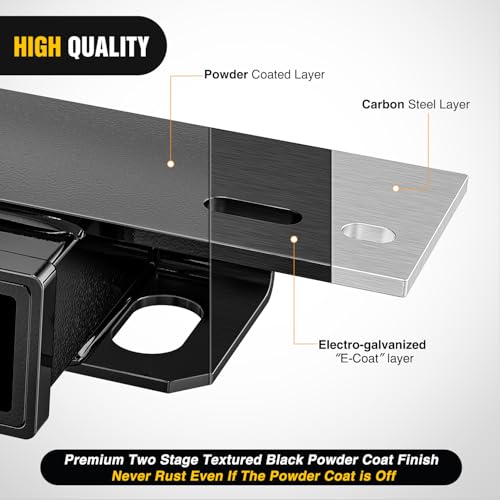 Image of Nilight Step Hitch Bumper Mount 2 Inch Receiver Bolt-On Bike Hitch Receiver Tube Trailer Truck RV Cargo Receiver Hitch 5000 Lbs Powder Coated