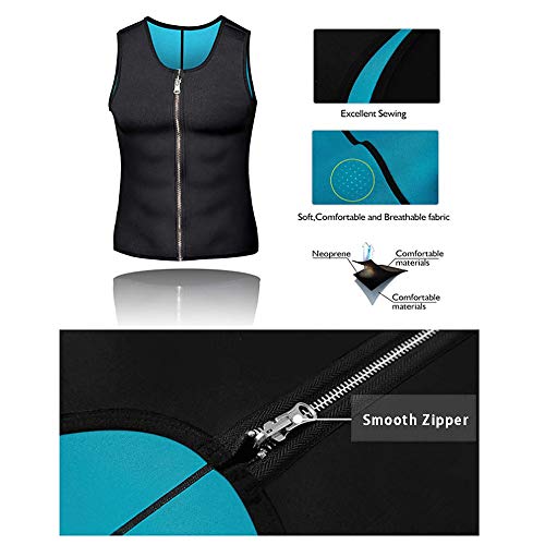 Andoer Colete masculino de neoprene modelador de corpo com zíper regata para exercícios emagreciment