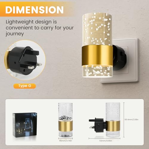 2 Pack Night Light Plug in Wall for Living Room, Bedroom & Hallway, Nightlight with Dusk to Dawn Sensor, LED Bedside Lamp Wireless for Home Decor & Accessories, Adjustable Brightness 0-100LM, 3000K - Image 3