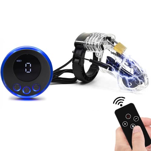 貞操帯電気 男性用 有線付き 贞操锁付き 充電式の微電流ある本体 遠隔操作 8つのモードと19のギア 電撃ショック コックケージ ペニス smグッズセット 男性向け 拘束具 アダルトグッズ - 画像1