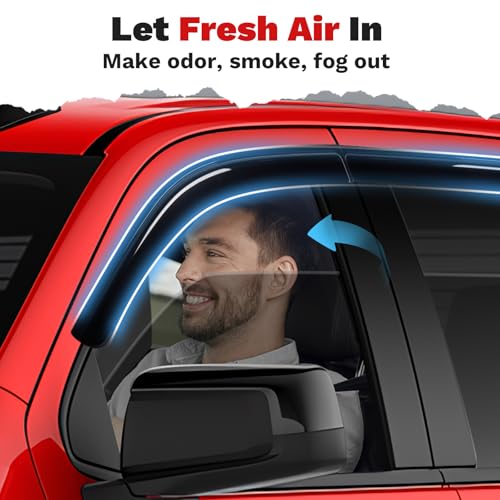Image of Canvcle Window Visors Rain Guards for Chevrolet Chevy Silverado /GMC Sierra 2500HD /3500HD Crew Cab 2020-2025 2026,Outside-Mount Tape-On Side Window Wind Deflectors Vent Visors Shades Accessories