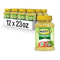 Mott's No Sugar Added Applesauce, 23 Oz Jar (Pack Of 12), Good Source Of Vitamin C, No Artificial Flavors