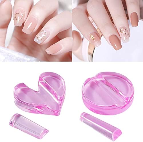 FUATY 2 Set Embossed Nail Molds Tool, Acrylic Nail Decal Bender Heart Star Moon Nail Art Charms Shaper Equipment for DIY Nail Design Metal Frame Bend Curve Kit