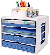 Organiseur De Bureau Multi-niveaux Sanheshun - 32x23x41 Cm, Métal Laqué Noir - Avec Tiroir, Porte-stylos, Porte-revues
