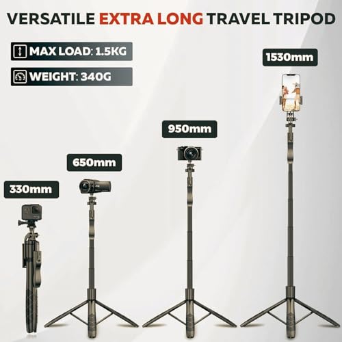 Image of EDNITA E16 Selfie Stick Tripod Upgraded 61 inch Long, Balance Handle, Hand Stabilizer,Stable Tripod for Anti Shake Shooting, 6 Section Telescopic Design Wide-Angle Photography