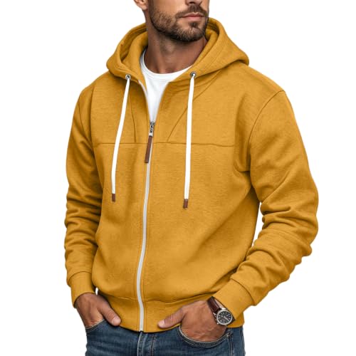 Mens Full Zip Hoodies Fashion Fleece Drawstring Hooded Sweatshirts Jackets - image 2