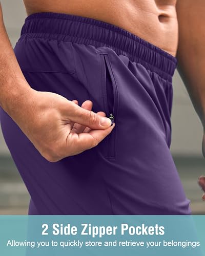Image of G Gradual Men's Athletic Running Shorts with Zipper Pockets Quick Dry 7 inch / 5 inch / 9 inch Workout Gym Shorts for Basketball Hiking