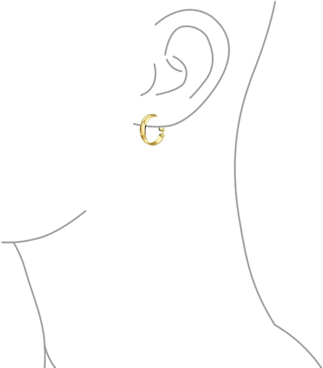 Classic Basic Simple Polished Lightweight Clip On Hoop Earrings For Women Non Pierced Ears 14K Yellow Gold Plated .925 Sterling Silver .75 Diameter