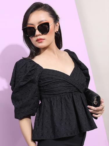 Image of Tokyo Talkies Women Cotton Blend Regular Fit Tops
