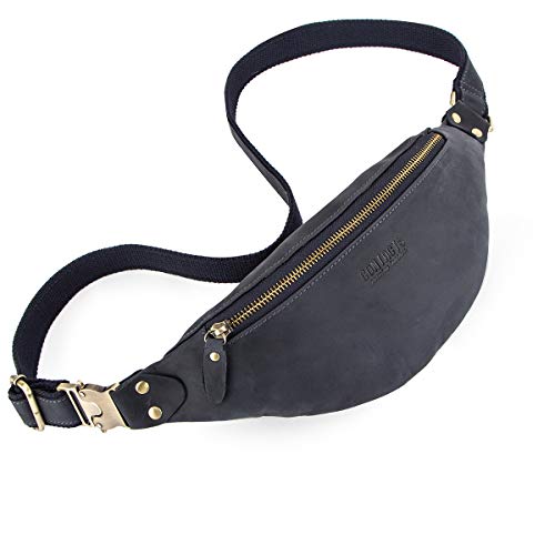 Pack Waist Bag Multifunction, Contact's Genuine Leather Hip Bum Multiple Crossbody Bag Travel Purse Daypack for Men and Women for Hiking Running And Cycling (Bule)