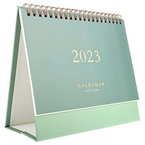 TOYANDONA 2022-2023 Desk Calendar, Standing Flip Desktop Calendar from July 2022 to December 2023, 8.27 x 7.48, Stand up Desk Calendar with Twin- Wire Binding Green Cover