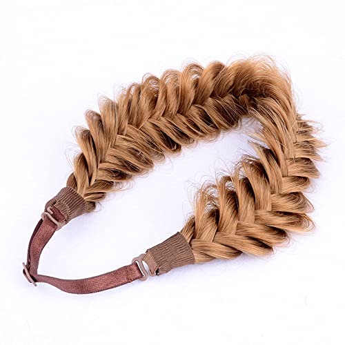 Gledola Messy Synthetic Hair Braided Headband Classic Chunky Wide Plaited Headband for Women Girl Beauty… (Strawberry Blonde) - Image 3
