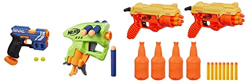 Image of Nerf NanoFire Blaster, Green Single-Shot Blaster & 26-Piece Cobra RC-6 Dual Targeting Set, Includes 2 Toy Blasters, 4 Half-Targets & Rival Knockout XX-100 Blaster - Round Storage, 85 FPS Velocity