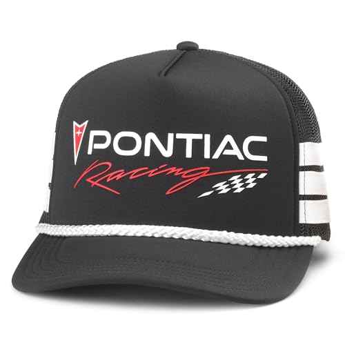 AMERICAN NEEDLE Pontiac Talladega Adjustable Snapback Baseball Hat, Black (24003A-PONTIAC-BLK)