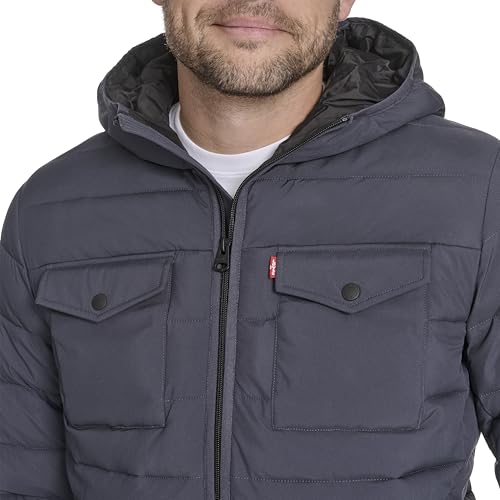 Image of Water Resistant Performance Stretch Hooded Puffer Jacket