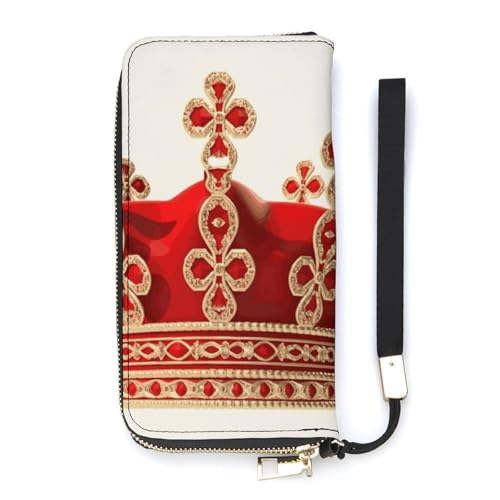 Portefeuille minimaliste blanc Red Crown avec emplacements cartes, grand format ultra plat