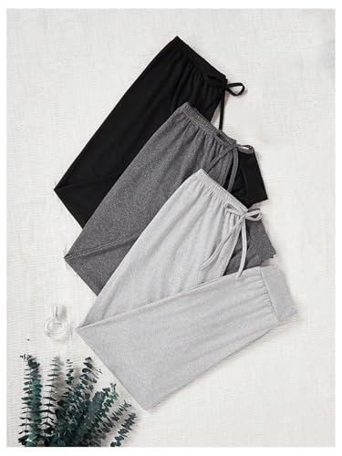 Women's 3 Pack Pajama Bottoms Bow Knot Elastic Waist Comfy Casual Pajama Lounge Pants2