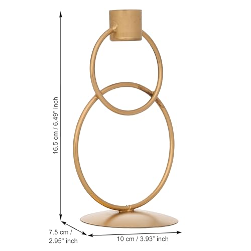 Image of Webelkart Premium Decorative Rings Candlestick Holder for Home and Dining Table Decor /Tealight Candle Holder for Home and Office Decor - (6.5 inches Gold) (Pack of 1)