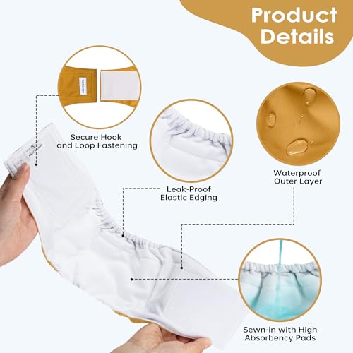 Image of 5 Pack Dog Diapers Male Reusable Belly Bands Washable for Large Male Dogs, High Absorbency for Puppy & Doggy, Size XXL