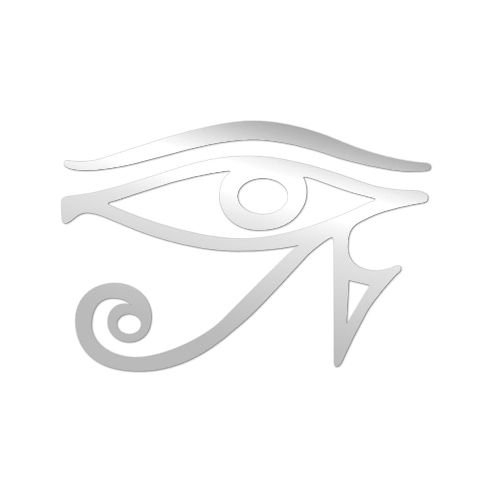 RDW Egyptian Eye of Ra Premium Sticker Decal Chrome Mirror Silver Metallic - Chrome Silver - 8" W x 5.42" H