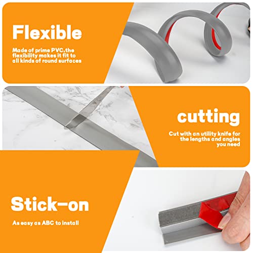 Lazzppo Floor Transition Strip Self Adhesive, Wood To Tile Rubber Transition Strip, Carpet To Tile/Vinyl Transition Strip, Threshold Strip For Doorways With A Height Less Than 10 Mm (6.56Ft Grey) #TOP3