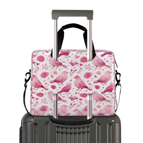 Bolso para portátil rosa con diseño de pájaros en estilo empresarial miniatura 4