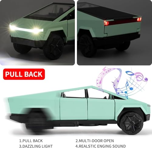 Image of Metal car Toy for Kids| Light & Sound| Pullback & go| Openable Doors- Birthday Gift for Kids |Random Color| (|Tesla Cyber Truck|)